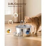 Fontaine à eau pour chat ATMZIQXR en inox argenté avec fenêtre de niveau, vue 2