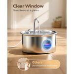 Fontaine à eau pour chat ATMZIQXR en inox argenté avec fenêtre de niveau, vue 5
