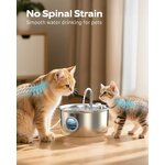 Fontaine à eau pour chat ATMZIQXR en inox argenté avec fenêtre de niveau, vue 6