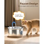 Fontaine à eau pour chat ATMZIQXR en inox argenté avec fenêtre de niveau, vue 7