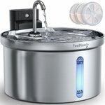 Fontaine à eau sans fil FEELNEEDY en inox avec robinet et détecteur