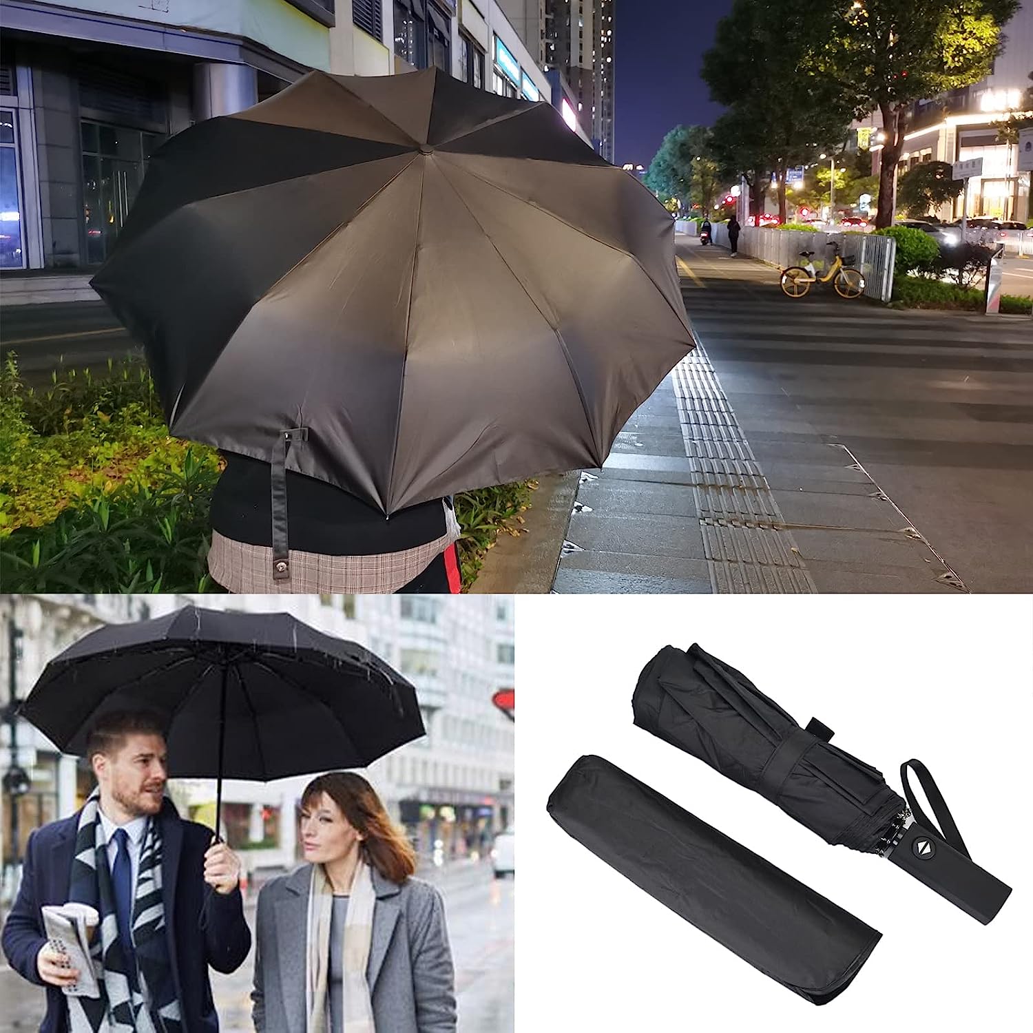 Parapluie Femme Vintage UPF50+ Meichoon - Double Couche, Imperméable, Coupe-vent, Léger (370g), Avec Sac à Main, Diamètre 98 Cm
