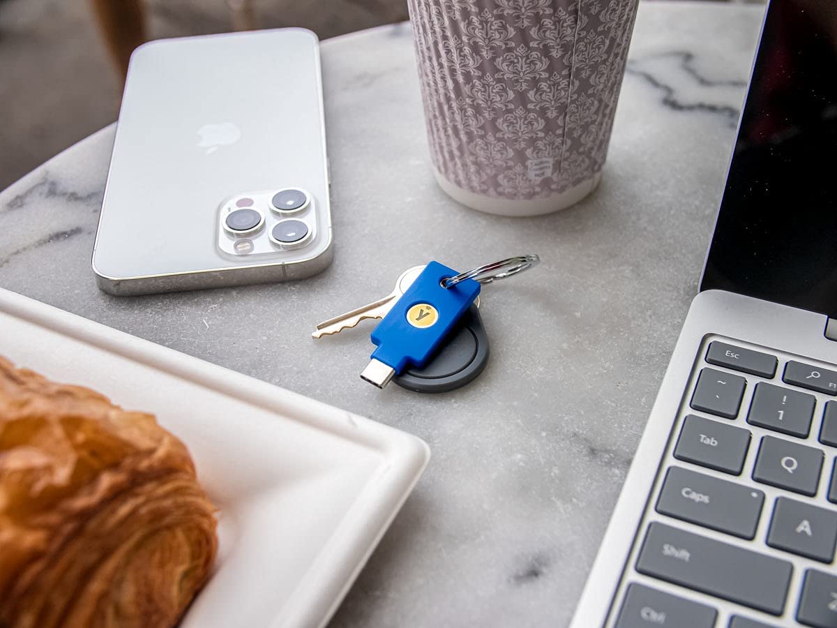 Security Key C NFC on keyring on desk