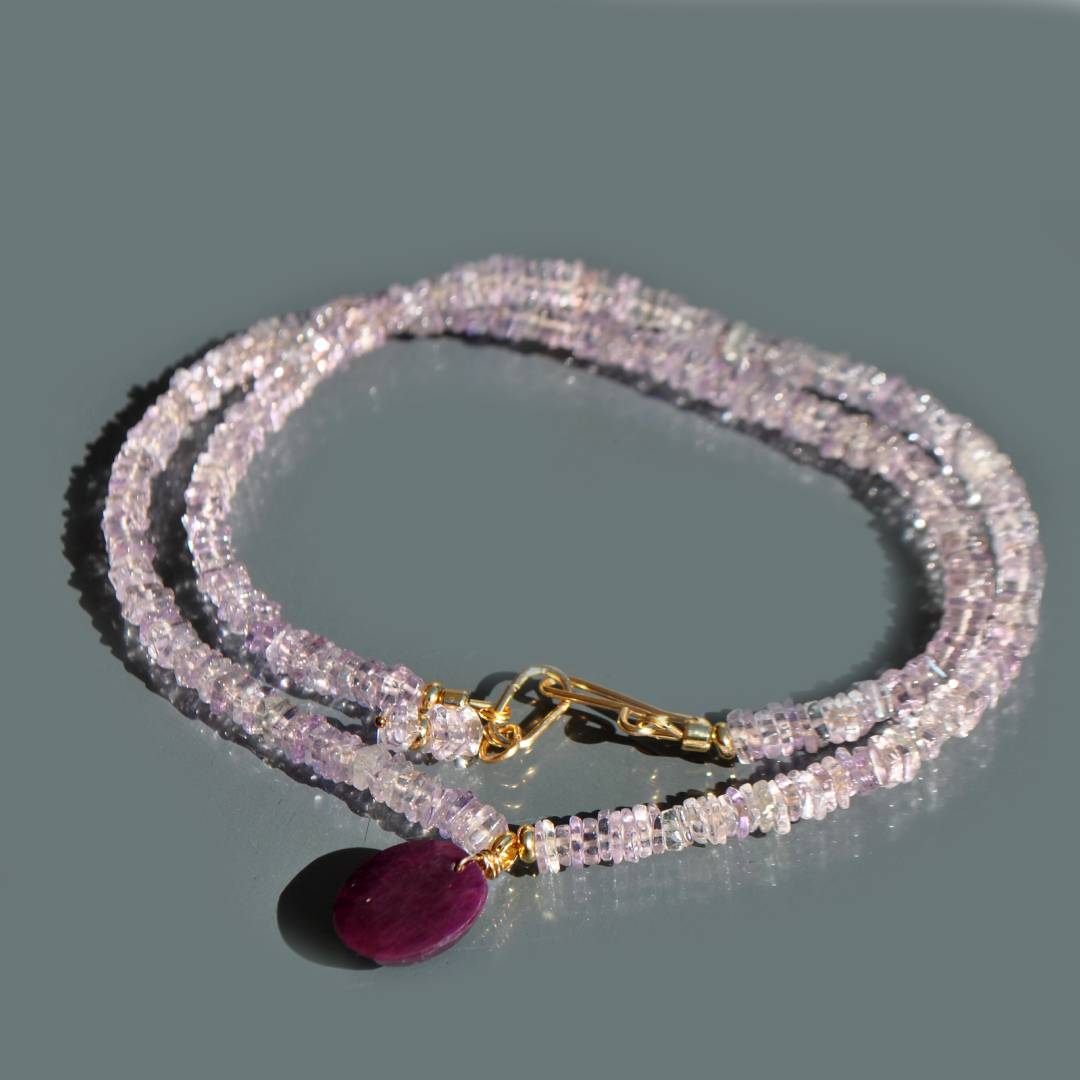 Collier amethyste rose Rubis Or-3