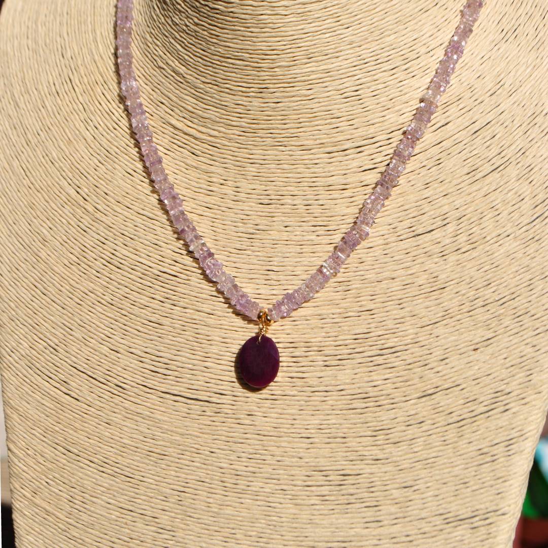 Collier amethyste rose Rubis Or-5