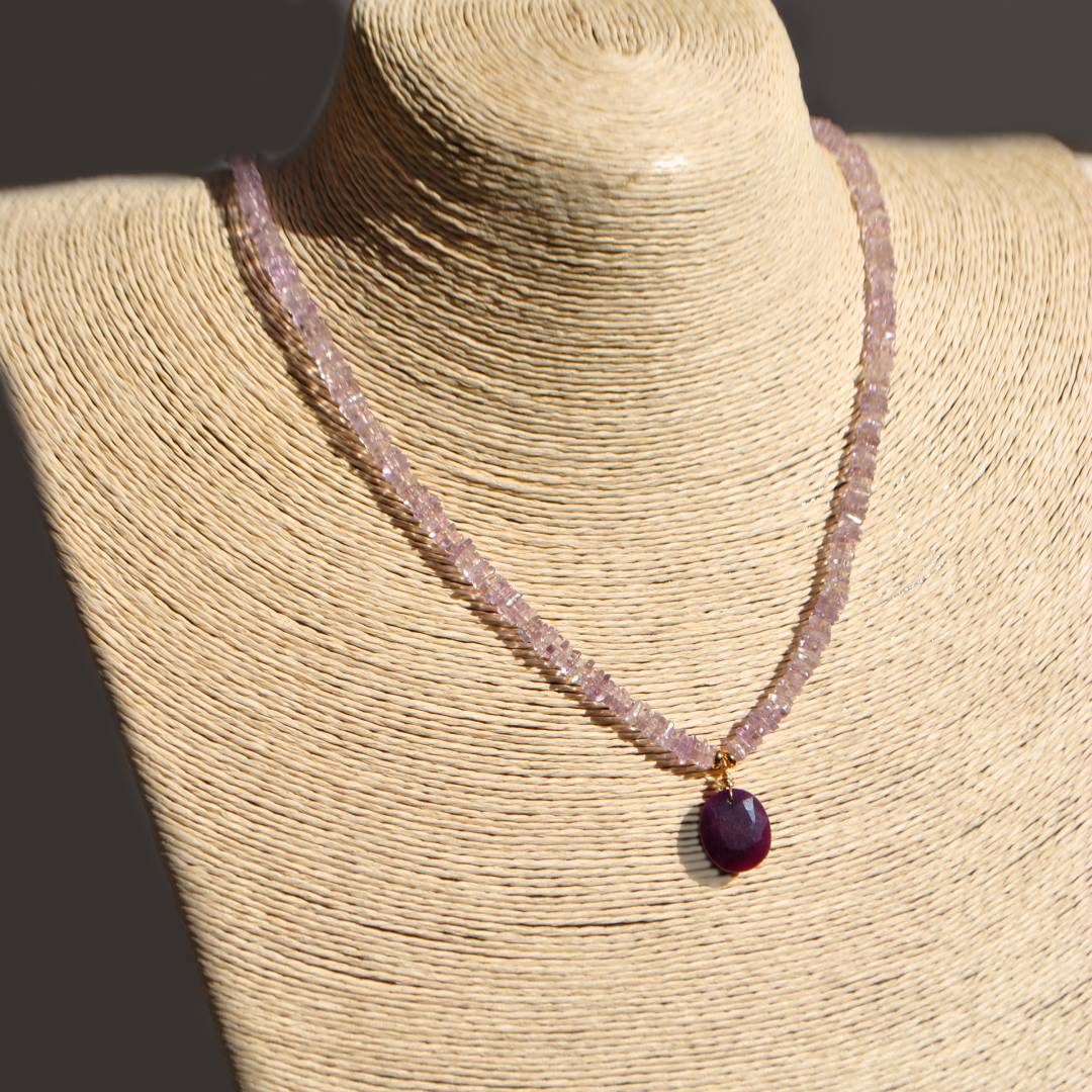 Collier amethyste rose Rubis Or-8