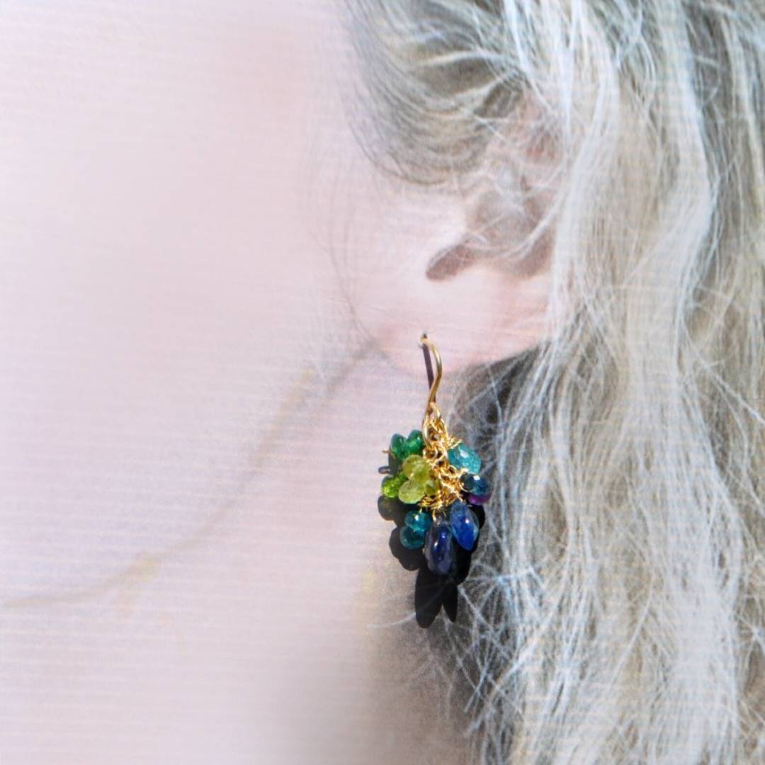boucle doreille grappe iolite-A