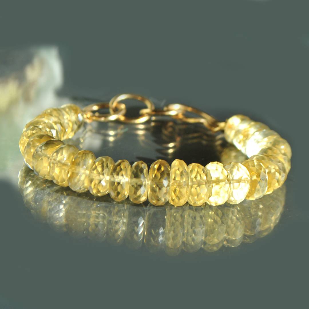 Bracelet imposant en Citrine et Gold filled 14K