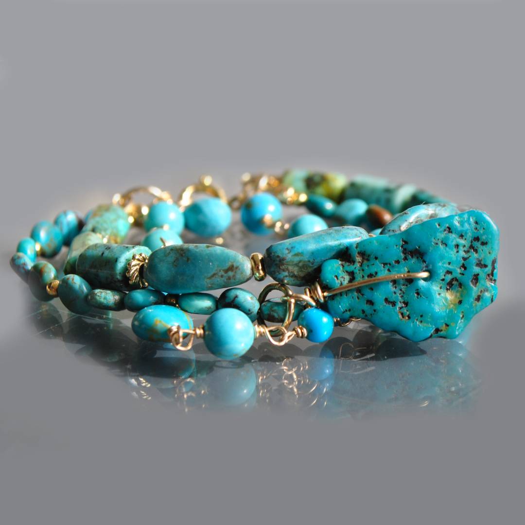 Bracelet 3 rangs turquoise 2024-5