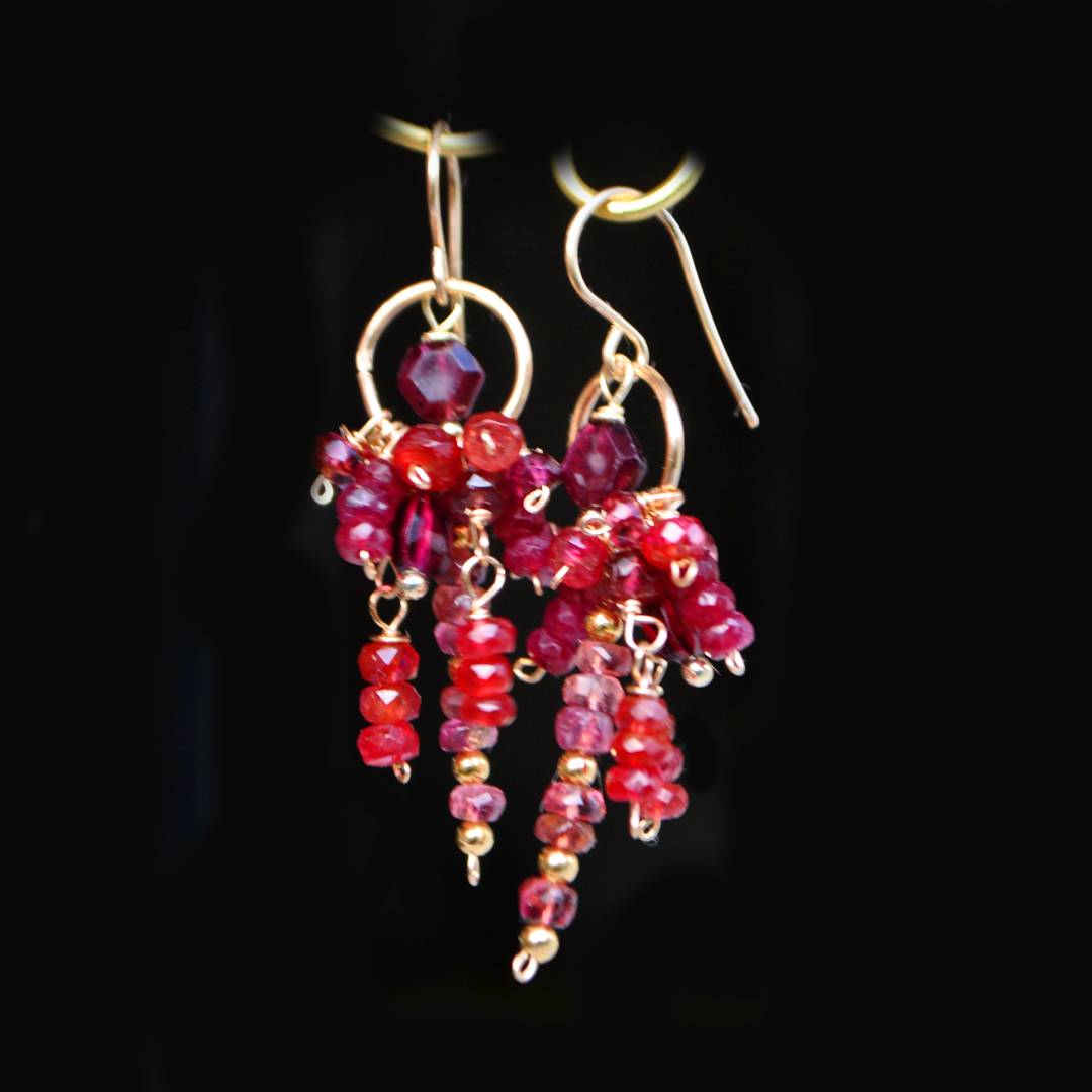 boucles doreilles Spinelle rouge tourmaline-2