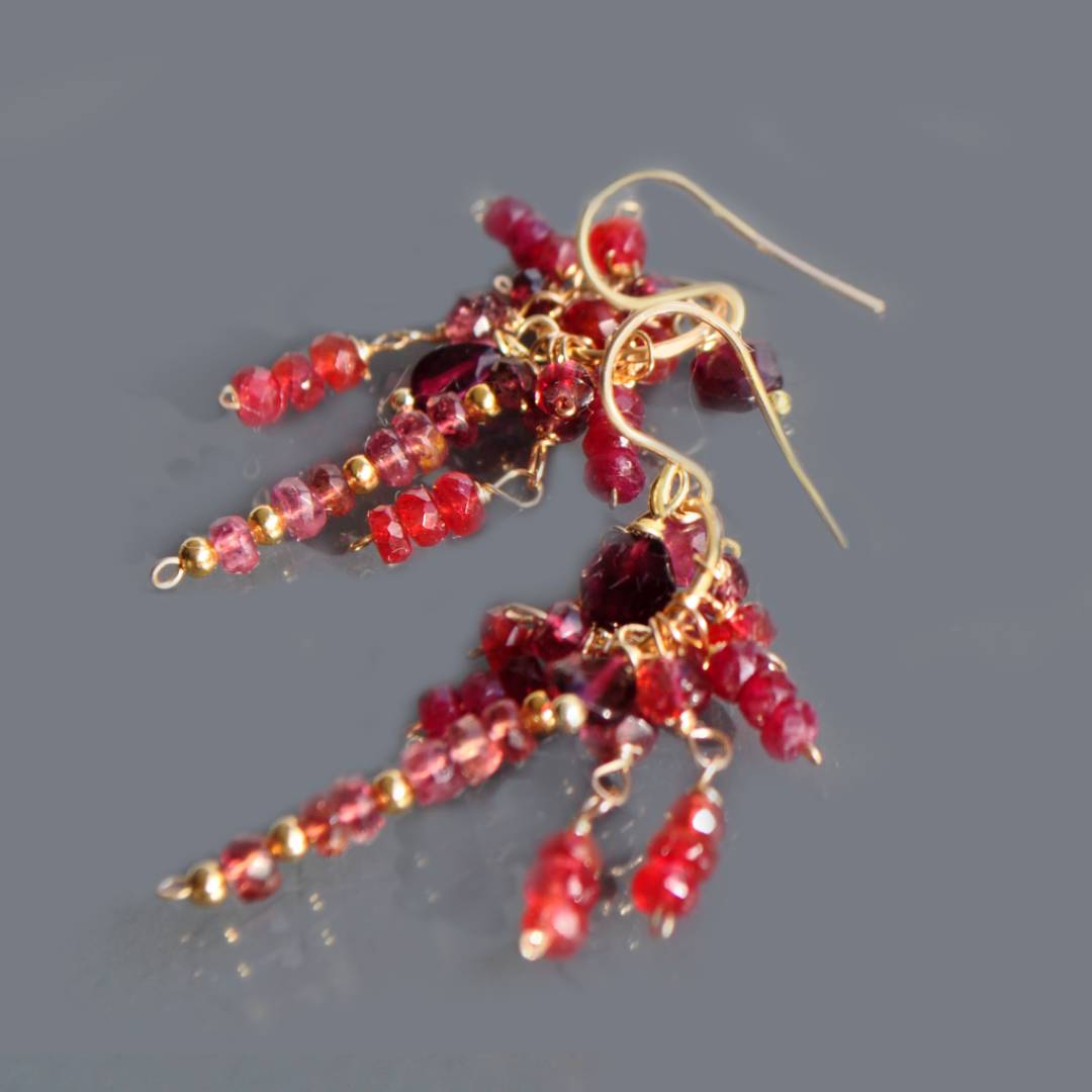 boucles doreilles Spinelle rouge tourmaline-4