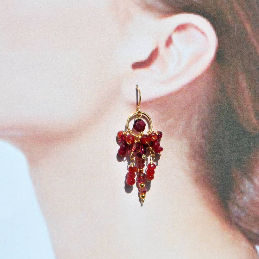 boucles doreilles Spinelle rouge tourmaline-A