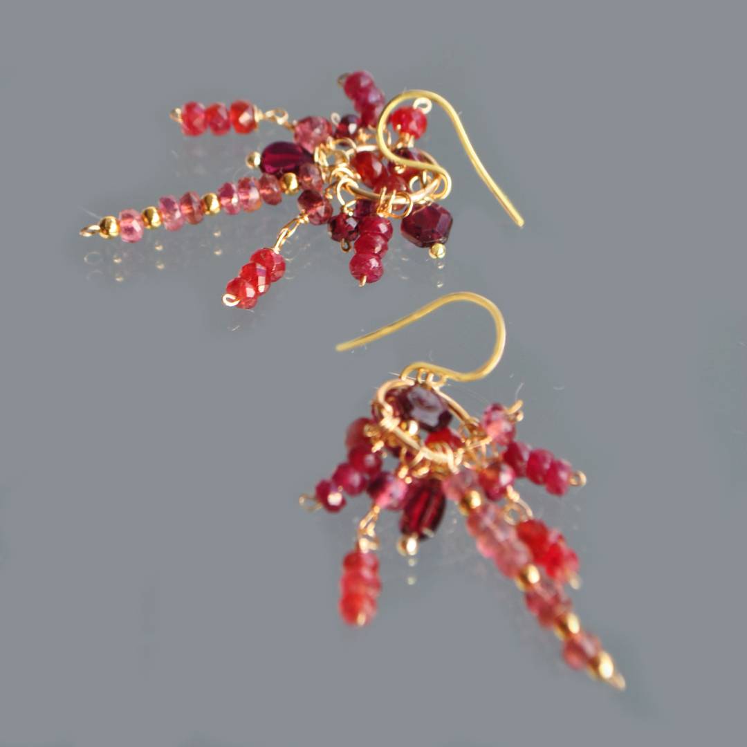 boucles doreilles Spinelle rouge tourmaline-5