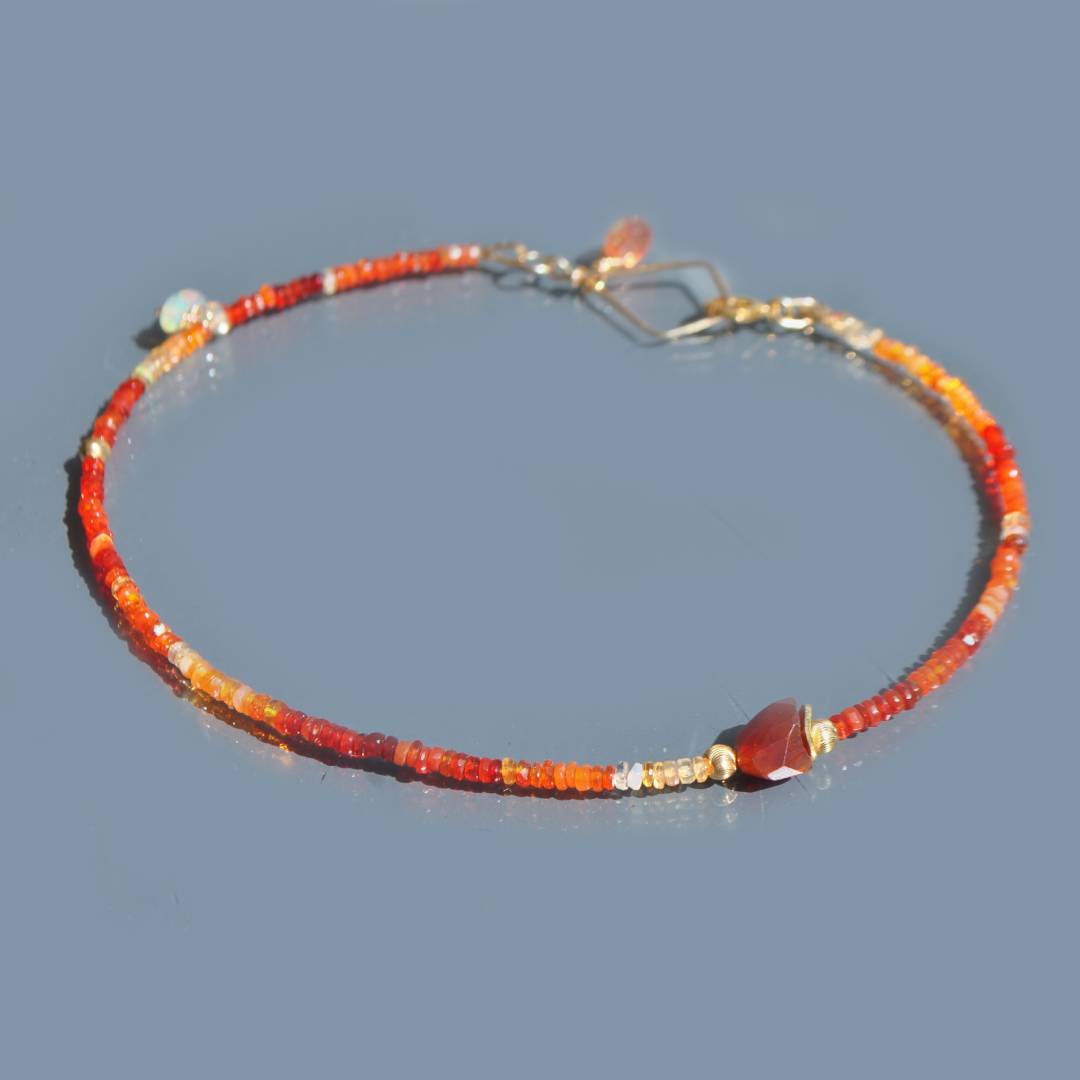 Bracelet 2 rangs opale de feu-4