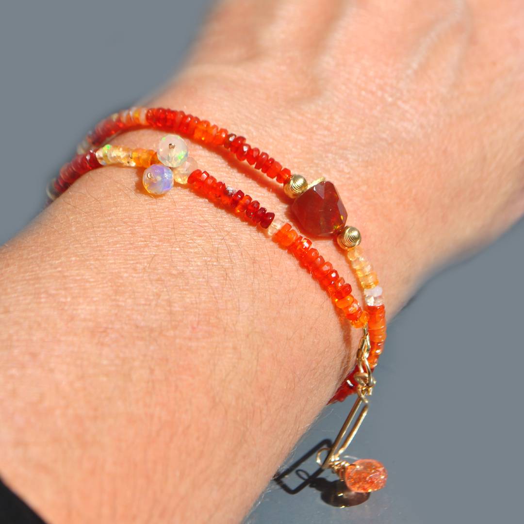 bracelet 2 rangs opale de feu--7