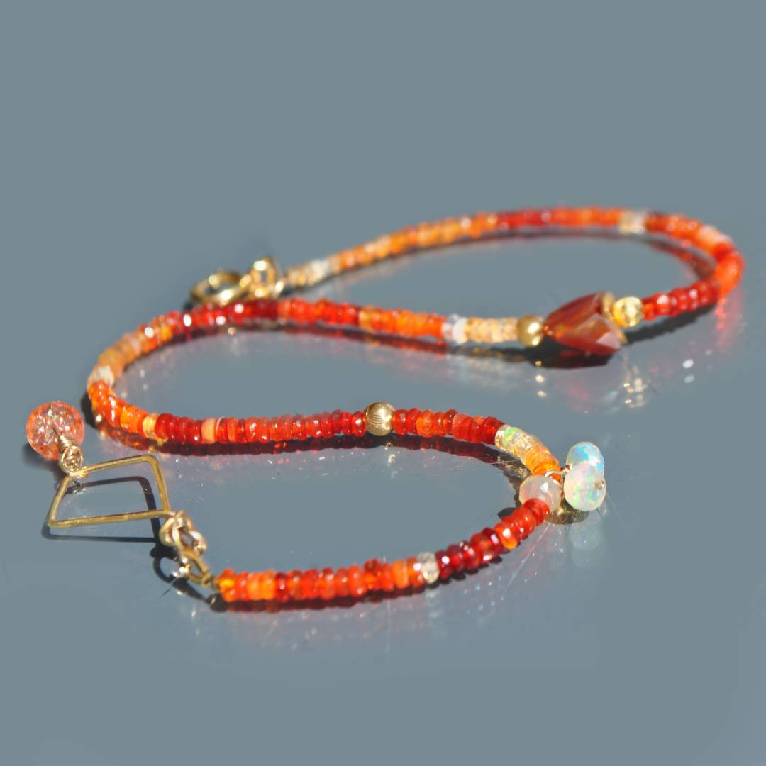 bracelet 2 rangs opale de feu-8