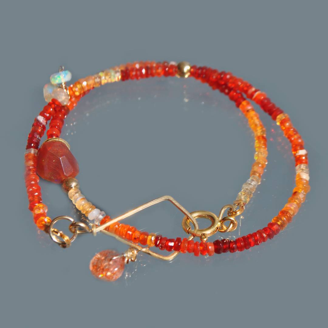 Bracelet 2 rangs opale de feu-2