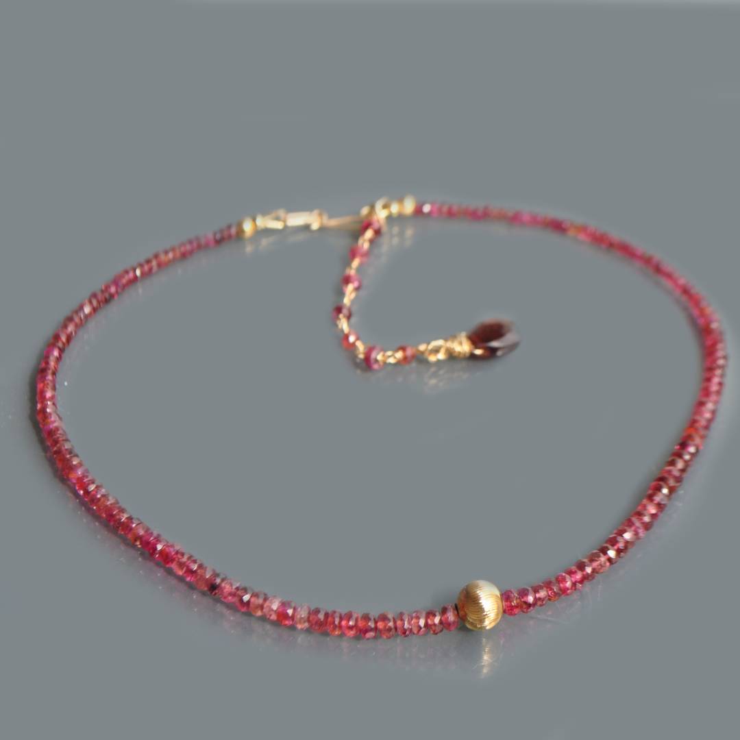 collier Tourmaline rose boule or-9