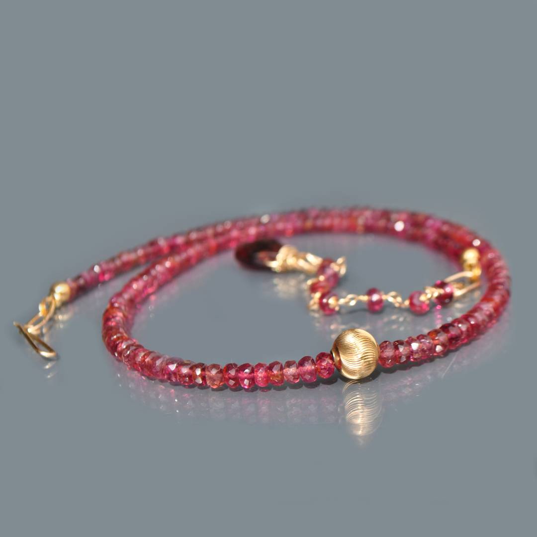 collier Tourmaline rose boule or-2