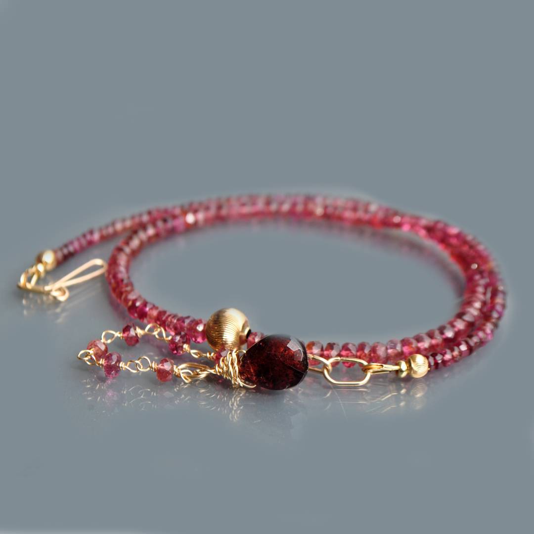 collier Tourmaline rose boule or-7