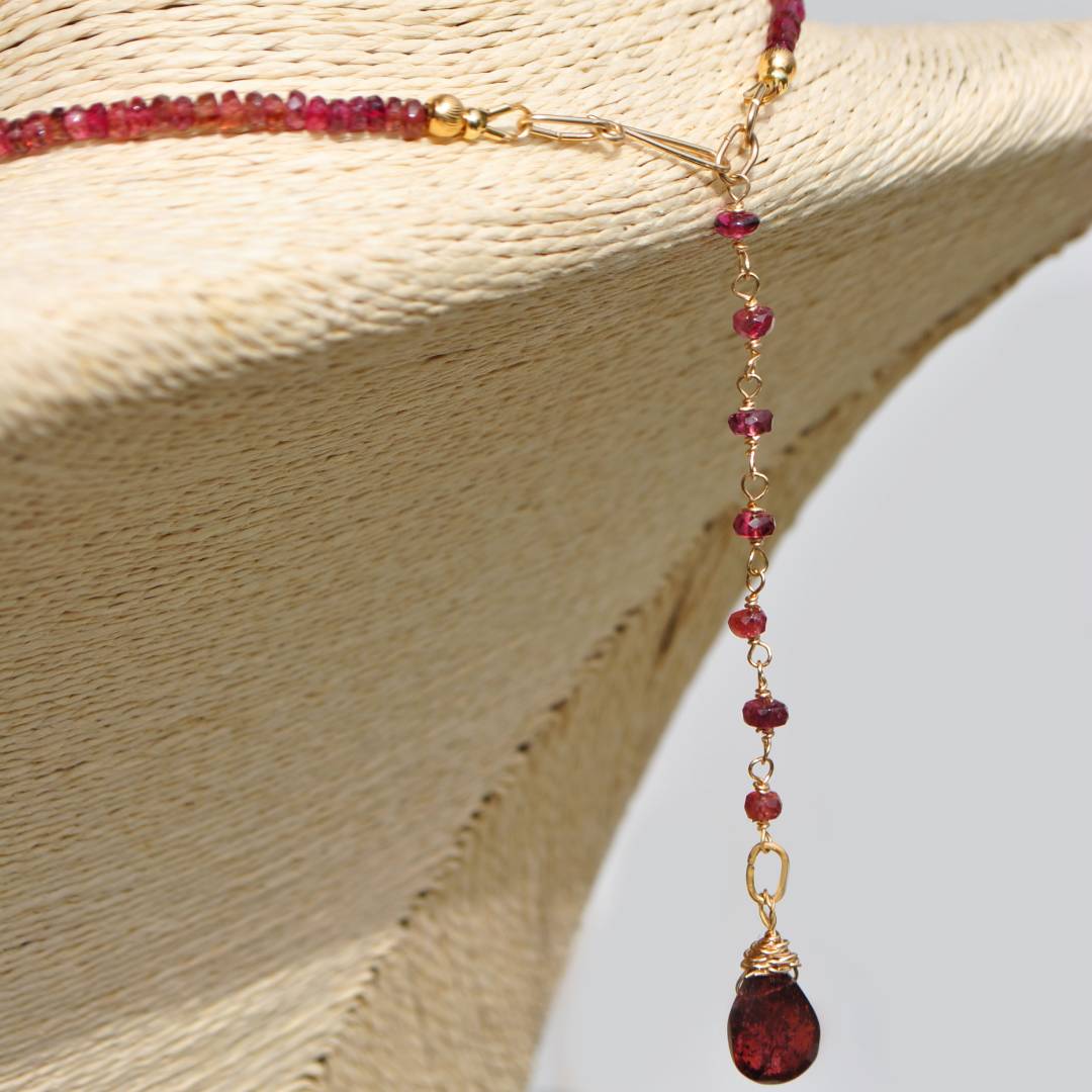 collier Tourmaline rose boule or-5