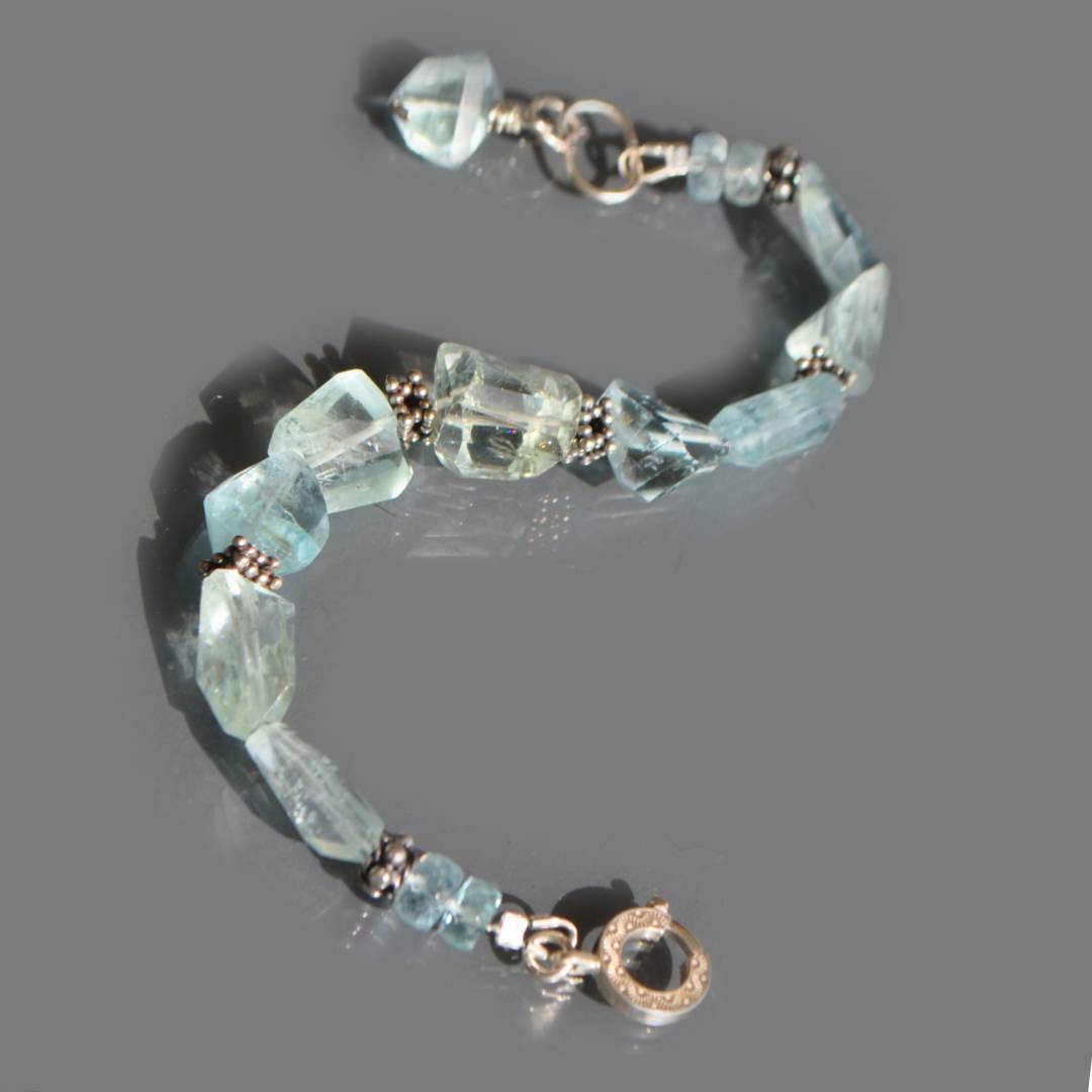 Bracelet Aigue marine argent pépites-7