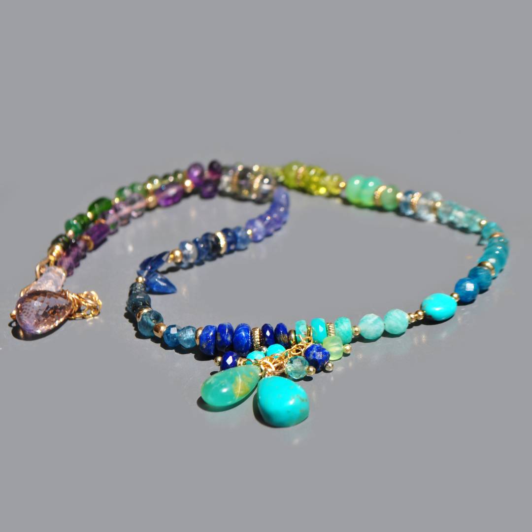 collier pendentif pierres bleues multi -2