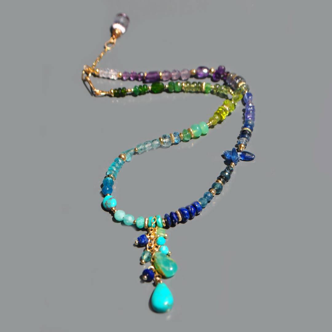 collier pendentif pierres bleues multi -5