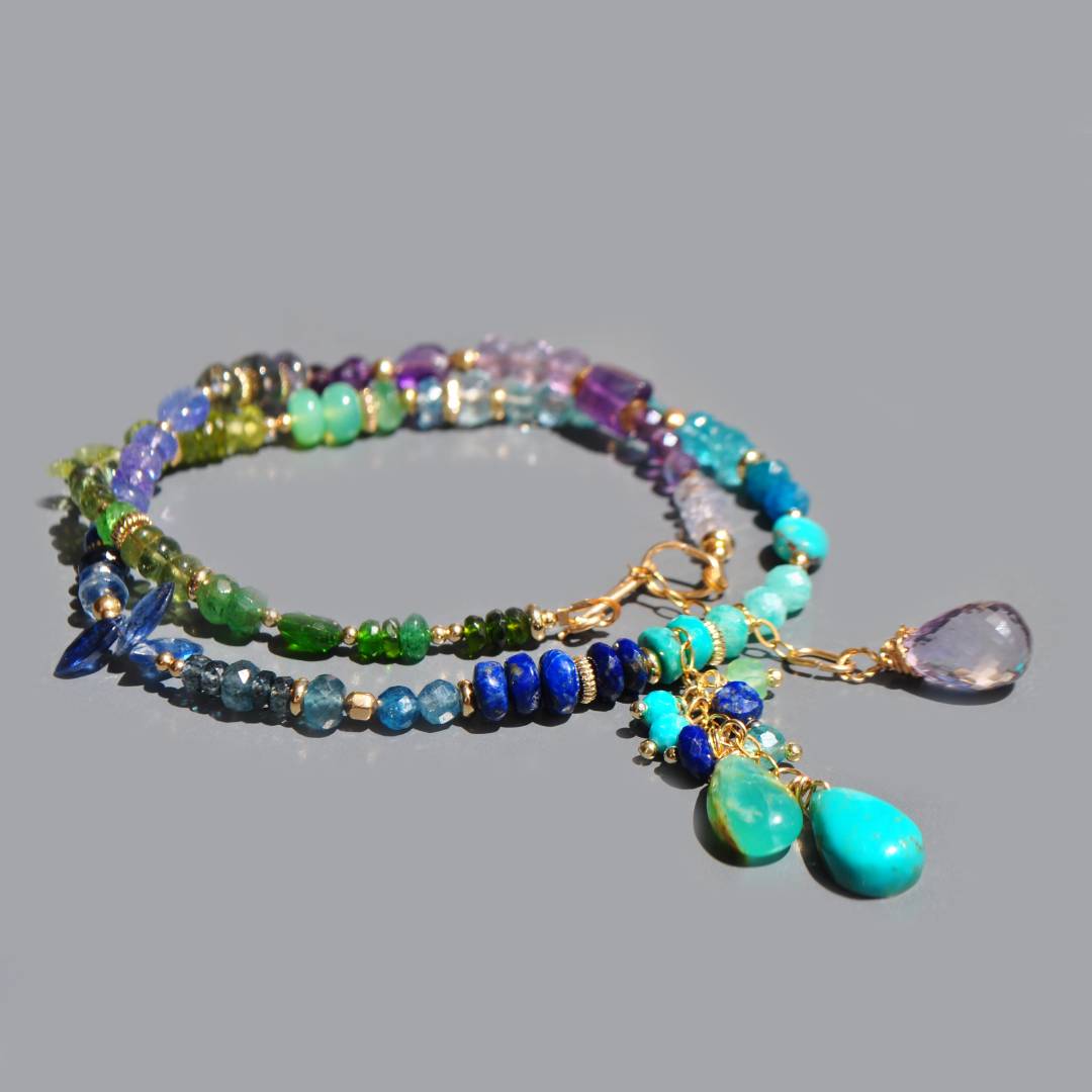 collier pendentif pierres bleues multi -3