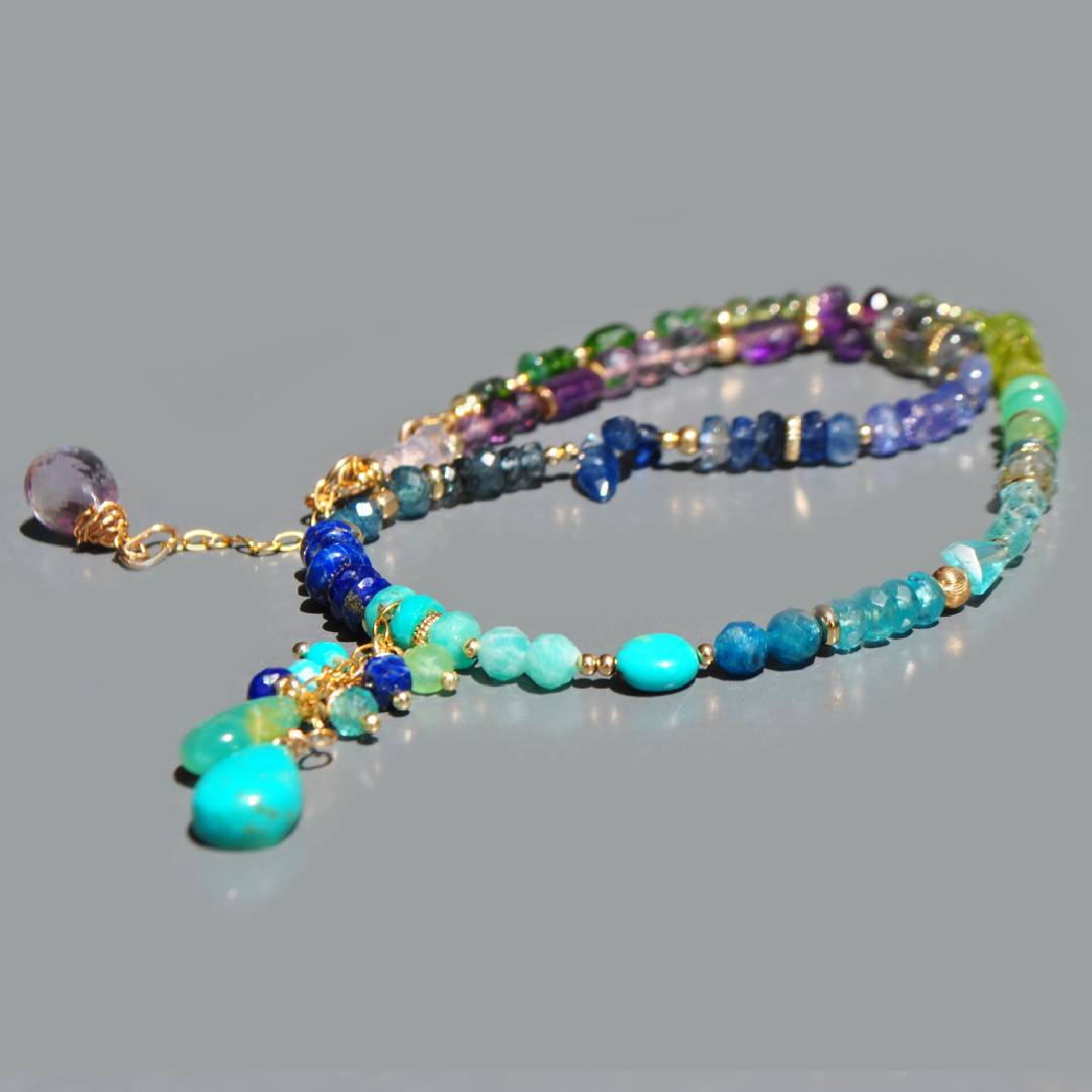 collier pendentif pierres bleues multi -6