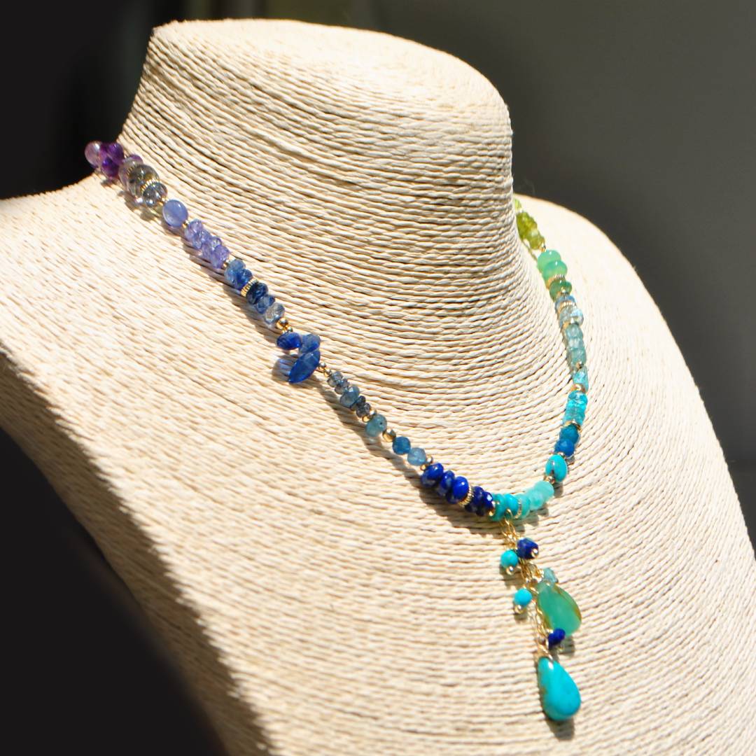 collier pendentif pierres bleues multi -7