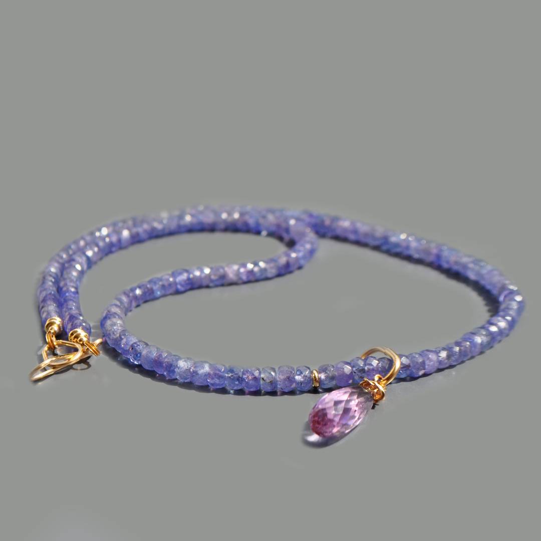 Collier Tanzanite Améthyste rose Or 14K