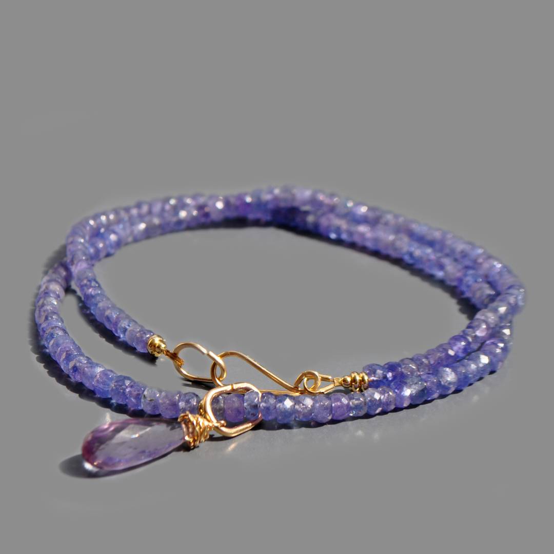 COLLIER tanzanite amethyste rose-2