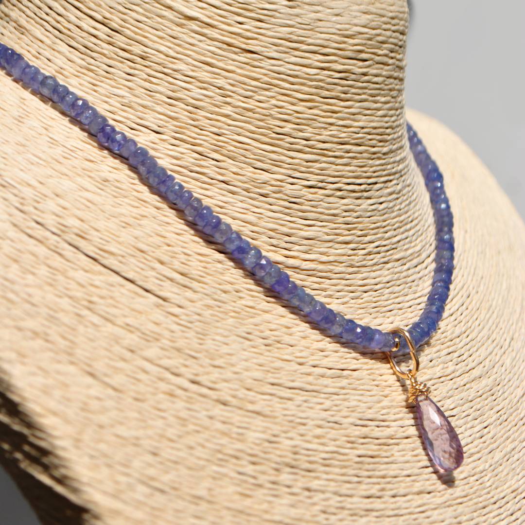 COLLIER tanzanite amethyste rose-B