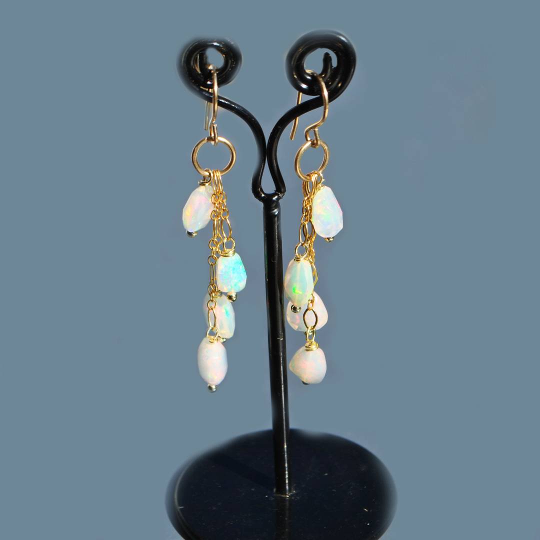 boucles doreilles pendantes opale welo-B