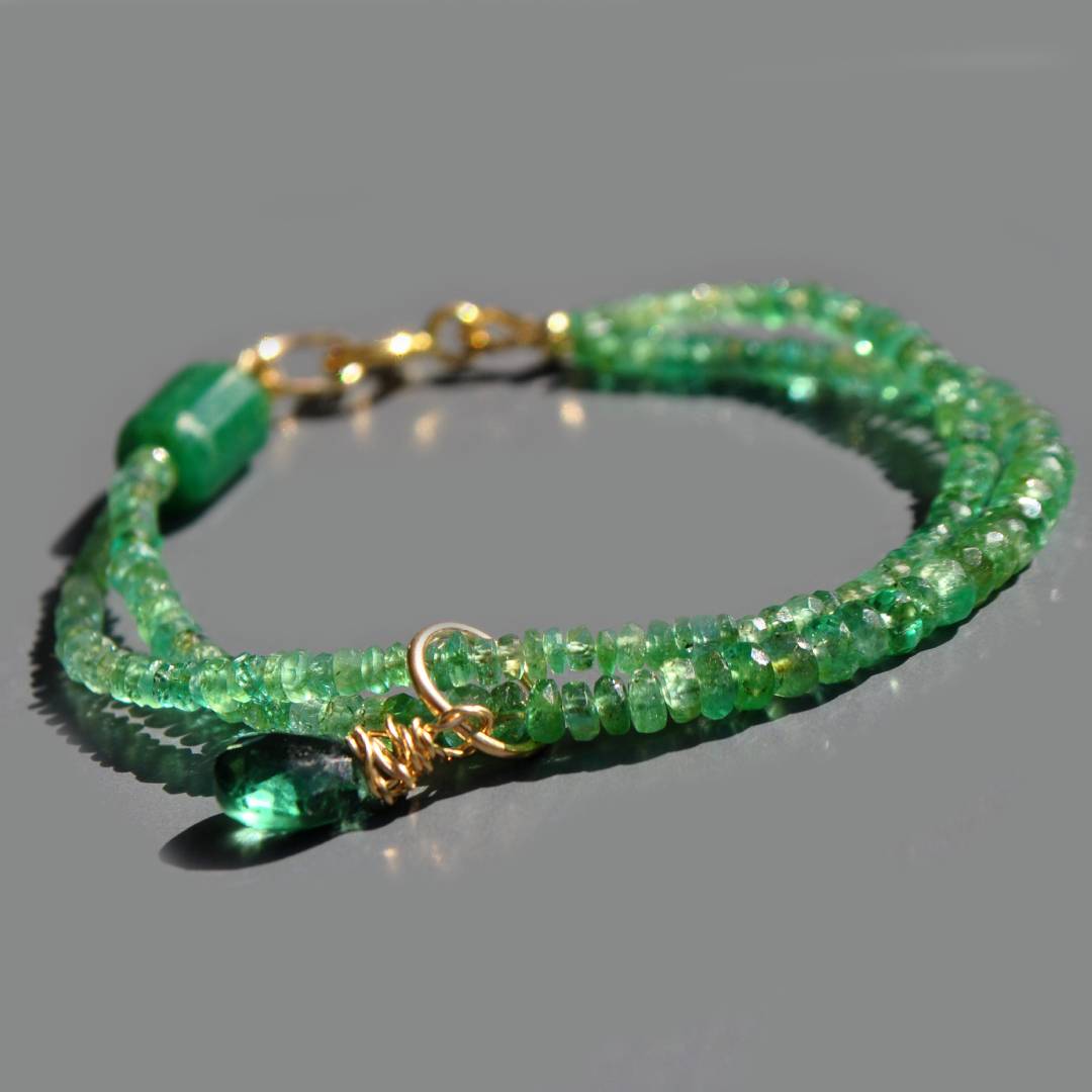 bracelet double en emeraude