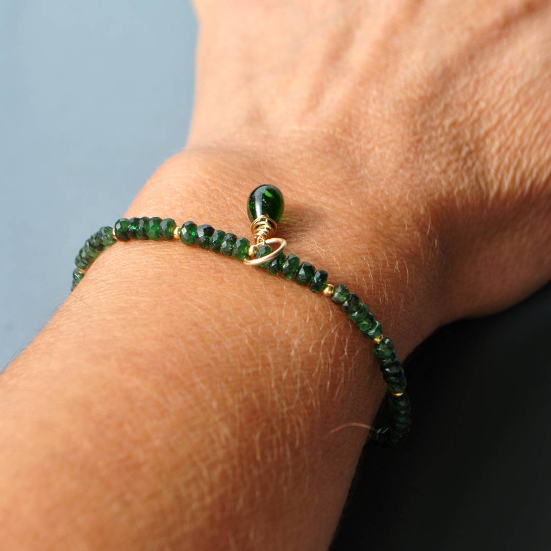 Bracelet émeraude chome diopside-B