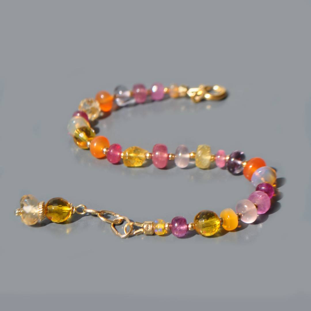 bracelet saphir rose cornaline quartz citron quartz rose-2