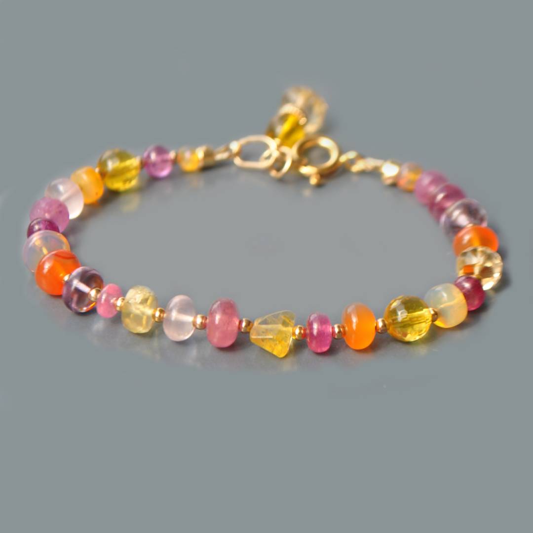 bracelet saphir rose cornaline quartz citron quartz rose
