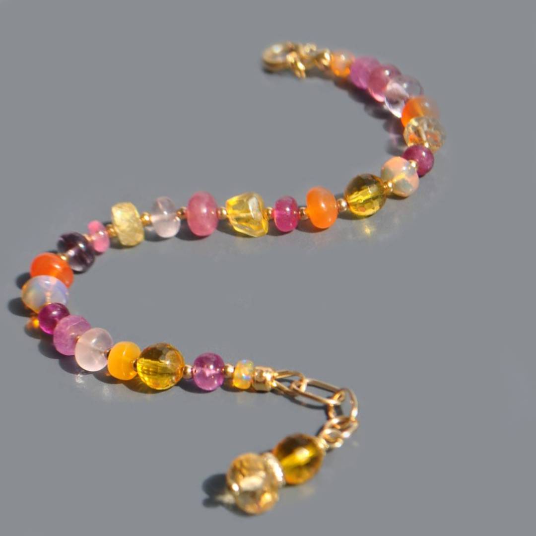 bracelet saphir rose cornaline quartz citron quartz rose-7