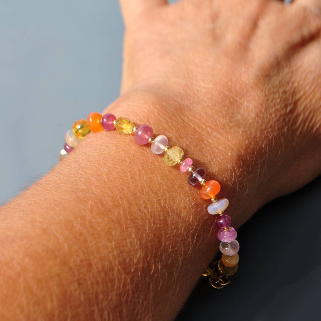 bracelet saphir rose cornaline quartz citron quartz rose-B