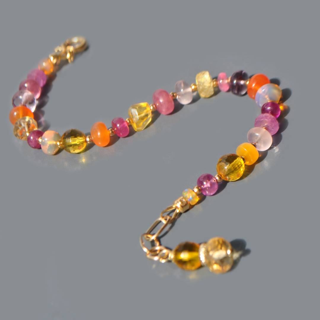 bracelet saphir rose cornaline quartz citron quartz rose-5