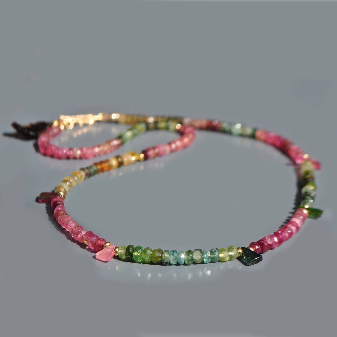 Collier tourmaline multi grenat brut-3