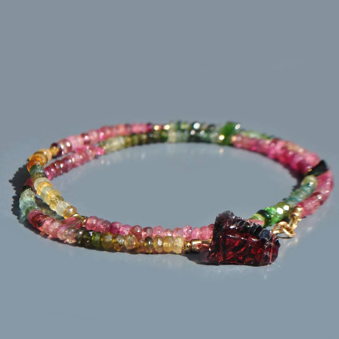 Collier tourmaline multi grenat brut-6