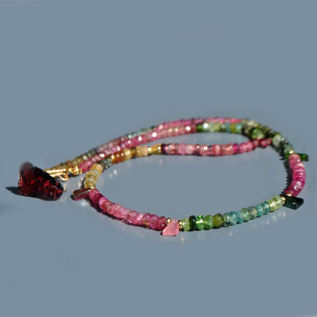 Collier tourmaline multi grenat brut-4