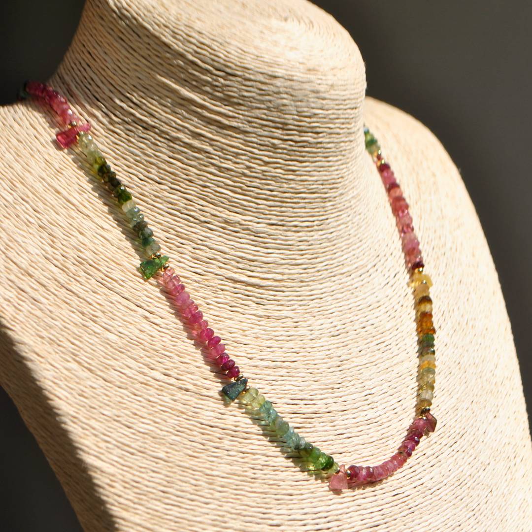 Collier tourmaline multi grenat brut-B