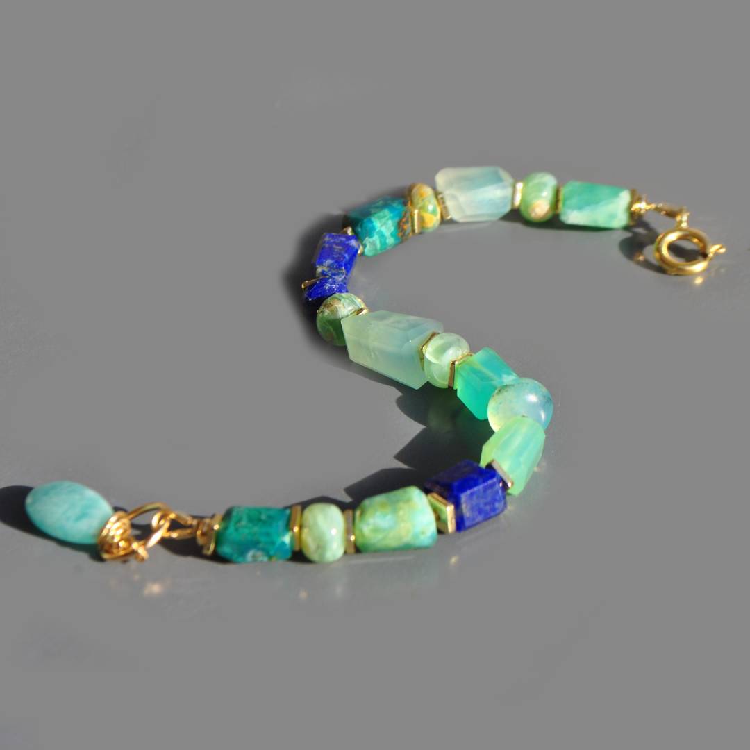 Bracelet opale bleue lapis or-3
