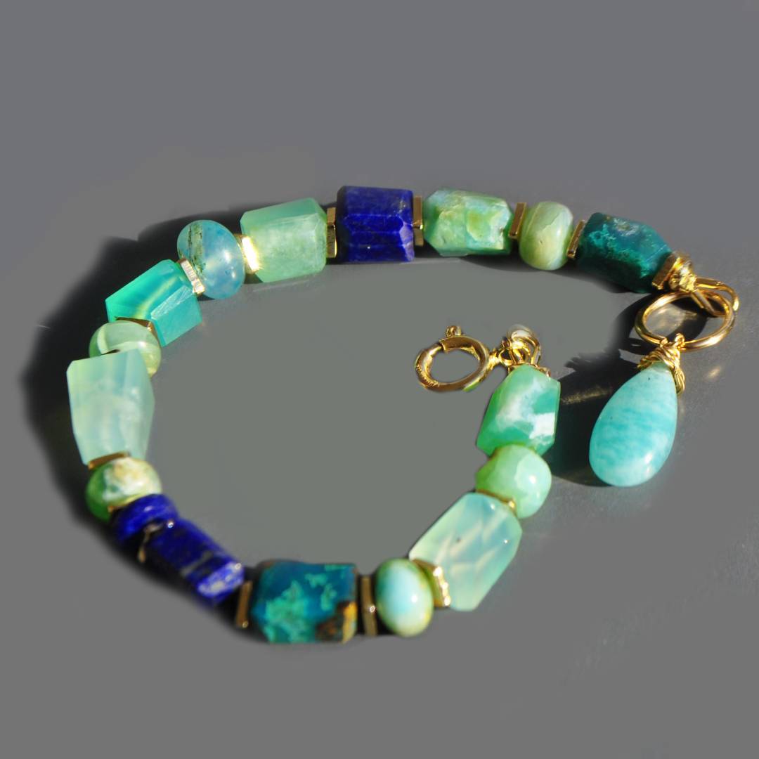 Bracelet opale bleue lapis or-6
