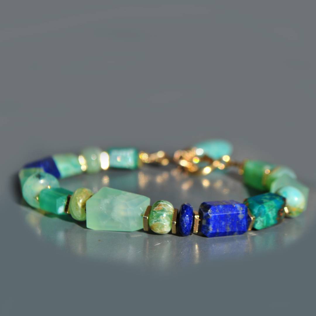 Bracelet opale bleue lapis or