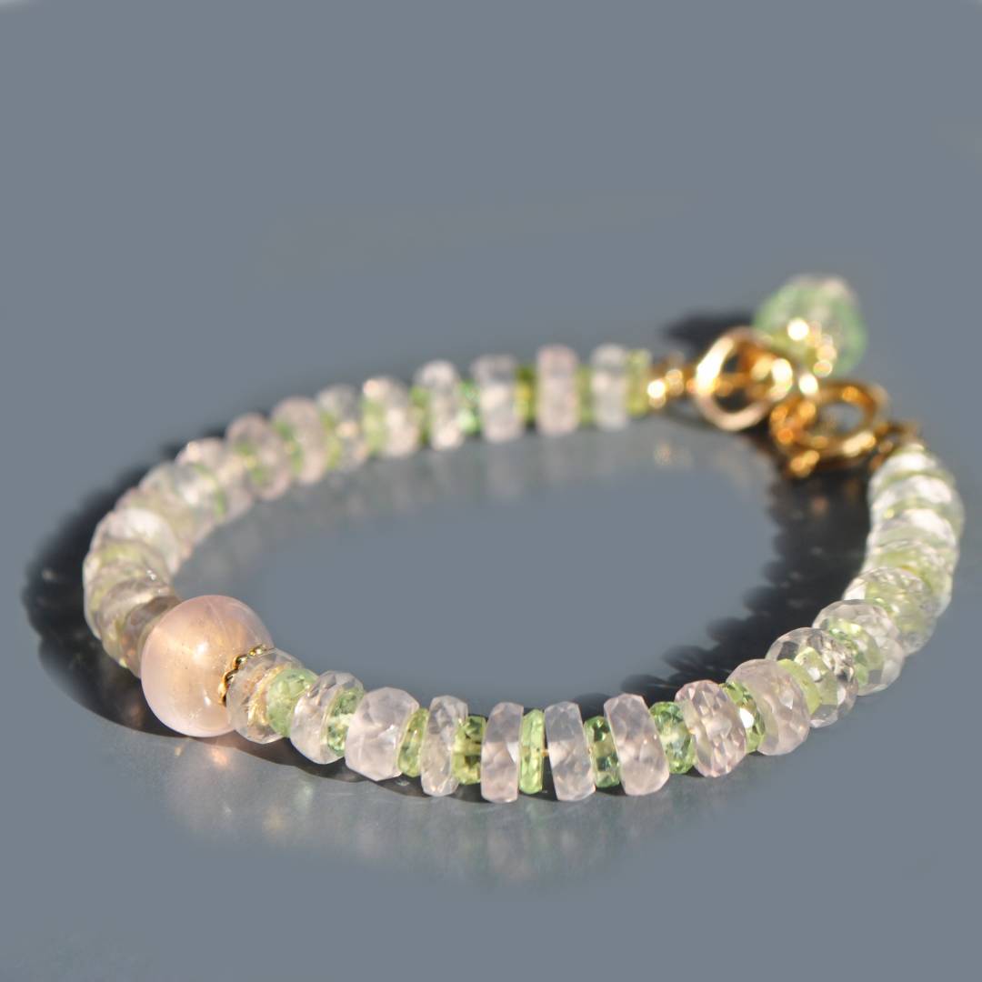 Bracelet quartz rose tourmaline verte-2
